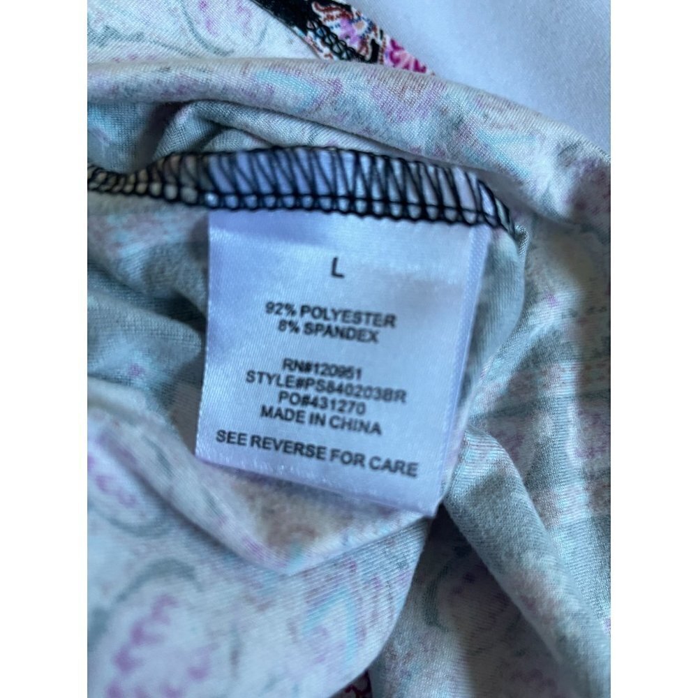 Pink Rose Dress Women's Size Large Short Sleeve Stretchy Black Pink Teal - Picture 10 of 12